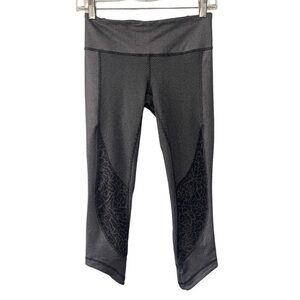 Lululemon Wunder Under 22” Crop Sashiko Black Mid Rise Legging Petal Camo Gray 4